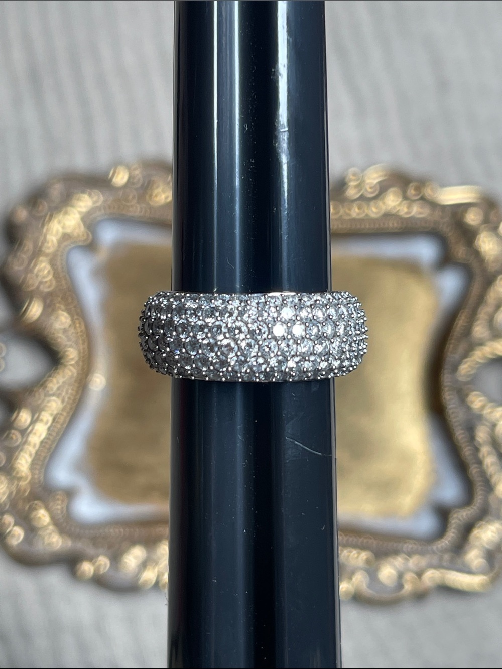 Pavé Dome band with diamonds rose gold over sterling silver